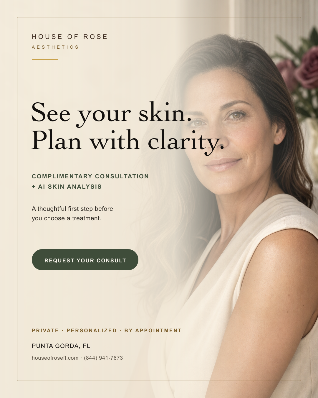 In-studio skin analysis at House of Rose Aesthetics in Punta Gorda, Florida